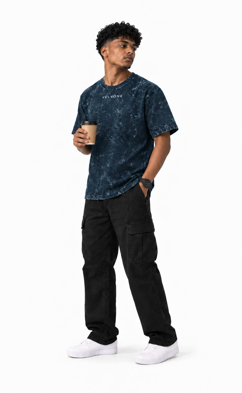 VELVONE -  Obsidian Acid Wash Oversized Tee