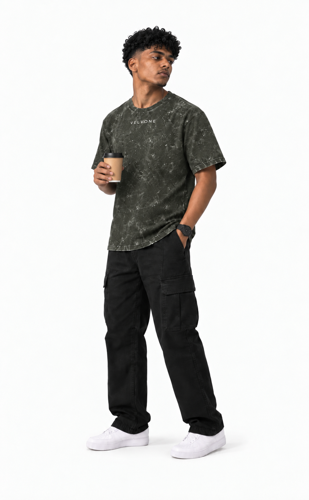 VELVONE -  Obsidian Acid Wash Oversized Tee