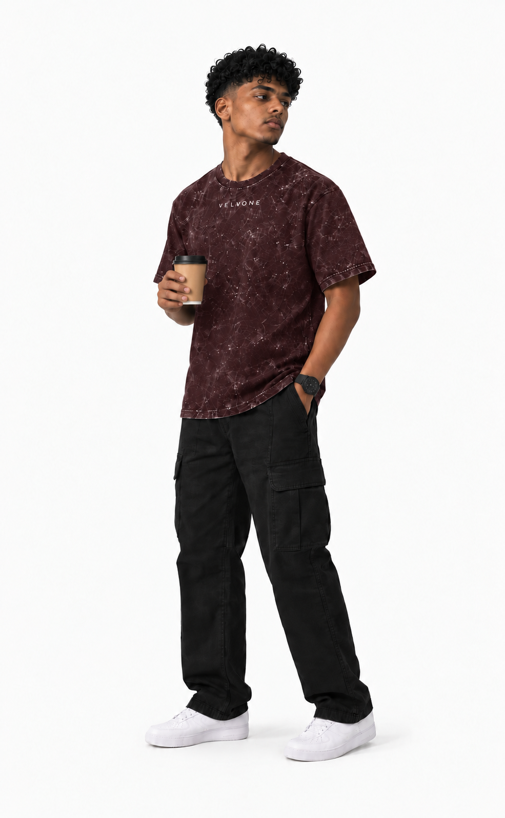 VELVONE -  Obsidian Acid Wash Oversized Tee