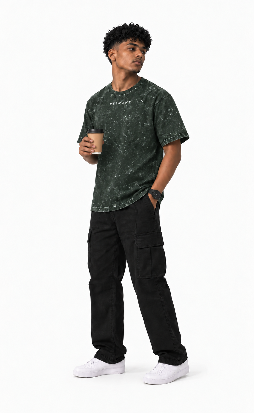 VELVONE -  Obsidian Acid Wash Oversized Tee