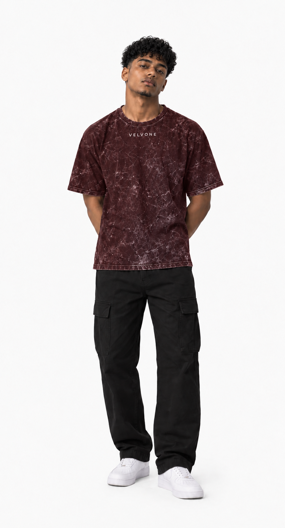 VELVONE -  Obsidian Acid Wash Oversized Tee