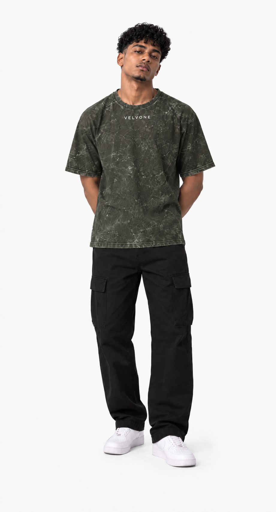 VELVONE -  Obsidian Acid Wash Oversized Tee