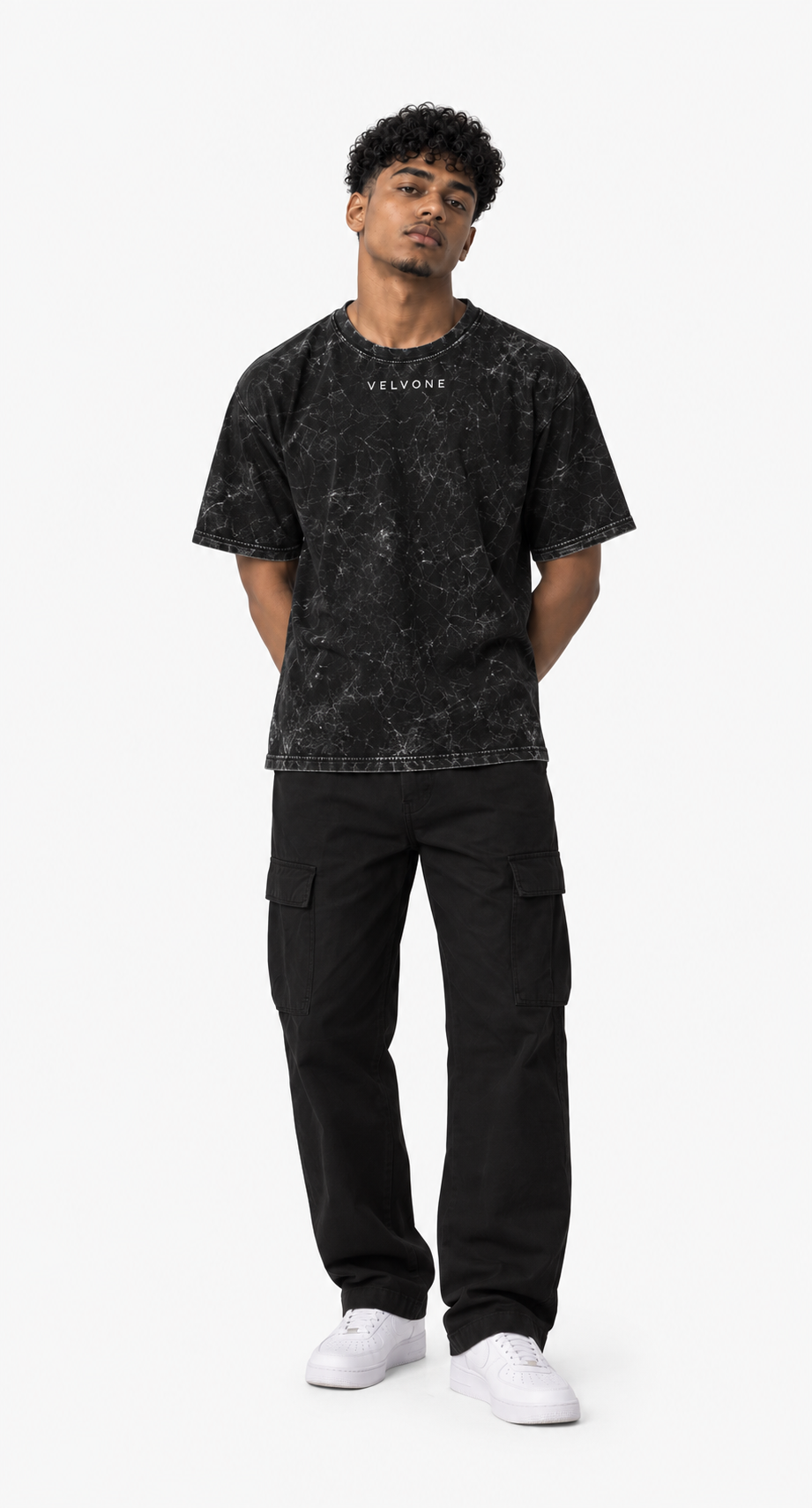 VELVONE -  Obsidian Acid Wash Oversized Tee