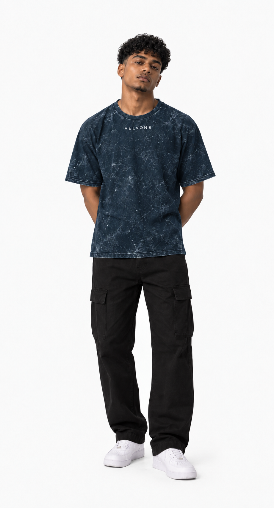 VELVONE -  Obsidian Acid Wash Oversized Tee